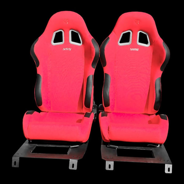 Set of Barbarian Reclining Bucket YAS Racing Seats for MX5 Mk3 (NC Chassis) Mazda, Red Felt, Track, Race, Drift