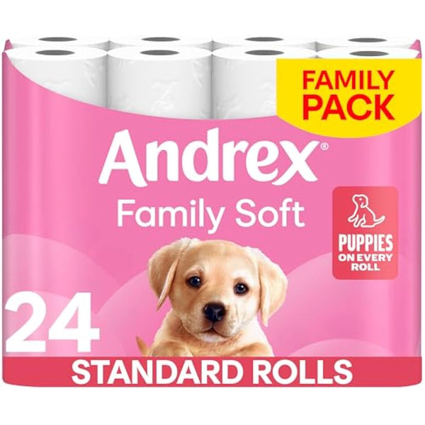 Andrex Family Soft Toilet Paper 24 Rolls (Previously Andrex Gentle Clean) Gentle on your Family’s skin– Pack of 24 Toilet Rolls, 170 sheets Per Roll, FSC Certified