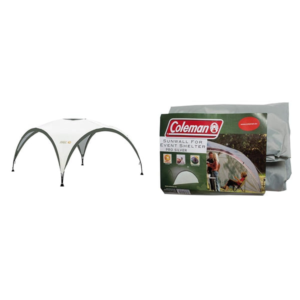 Coleman Gazebo, Event Shelter for Garden and Camping, Sturdy Steel Poles Construction, Large Event Tent, Portable Sun Shelter with Sun Protection SPF 50+, Grey/Green, L - 3.6 x 3.6 m