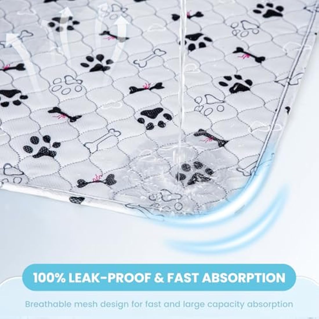 PmakeEorT Puppy Pads Washable, 2 Pack Reusable Dog Training Pads Fast Absorption, Waterproof Dog Mat Whelping Pee Pads for Playpen, Crate, Floor - 104x104 cm