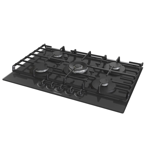Hisense GM773XF 75cm 5 Burners Built-in Gas Hob with Easy Clean Surface, Wok Burner - Stainless steel