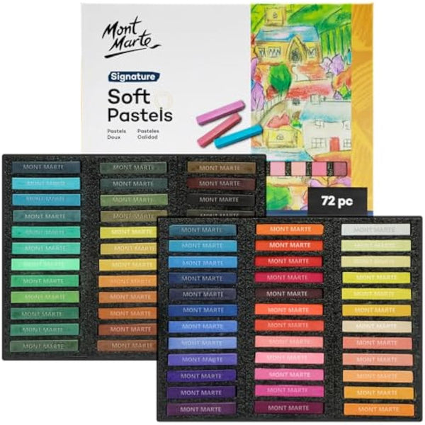 MONT MARTE Soft Pastels Signature 72pc, Set of 72 Assorted Coloured Pastel Sticks, Vibrant and Blendable, Ideal for Art, Craft, Drawing, Sketching