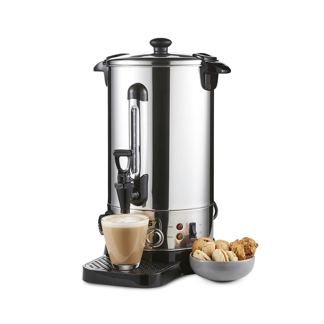 Geepas Electric Catering Urn, 1650W Instant Hot Water Boiler Dispenser - Tea Urn Kettle Home Brewing Commercial Office Use with Keep Warm - Easy Pour Tap, 15 Litre, Stainless Steel – 2 Year Warranty