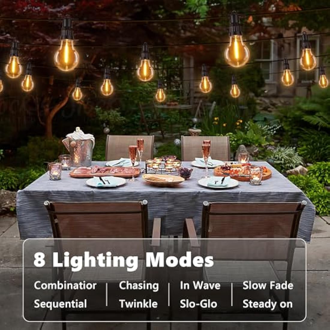 Joomer Festoon Lights Outdoor Mains Powered, 28.5M/93.5Ft Outdoor String Lights with 30 Edison Bulbs, 8 Modes Garden String Lights Waterproof Timer Connectable for Indoor Party Patio, Warm White