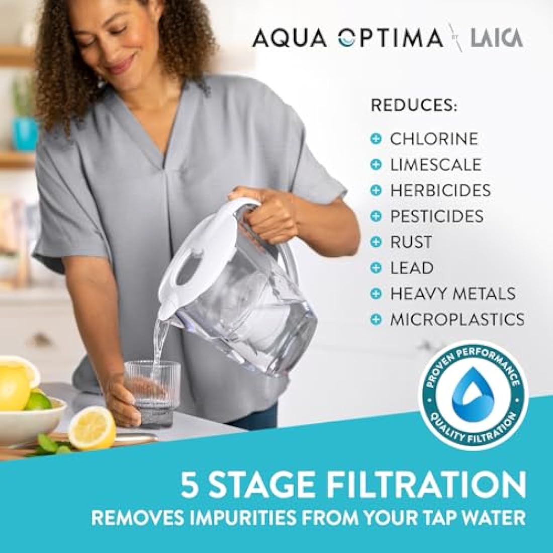 Aqua Optima Evolve+ Water Filter Cartridges 6 Pack - Fits Brita Jugs & Alternative for Maxtra Filters* - Reduces Limescale, Chlorine and Other Impurities - by LAICA (Packaging May Vary)