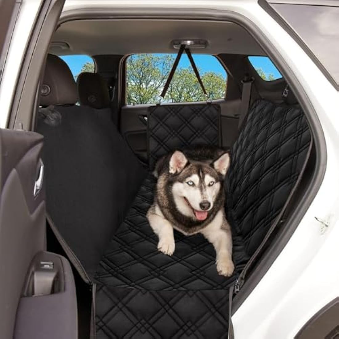 Meadowlark XL Dog Seat Covers Unique Design & Full Car Protection-Doors,Headrests & Backseat. Extra Durable Zippered Side Flap, Waterproof Hammock Pet Seat Cover + Seat Belt & 2 Headrest Protectors