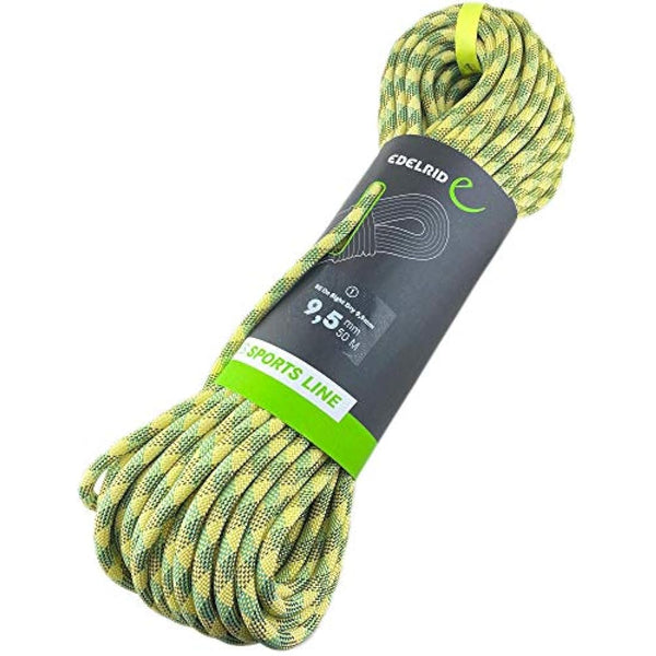 EDELRID Climbing Rope On Sight Dry 9.5 mm (Dynamic Single Rope, Impregnated, Green, Polyester, Sports, Indoor, Outdoor Climbing)
