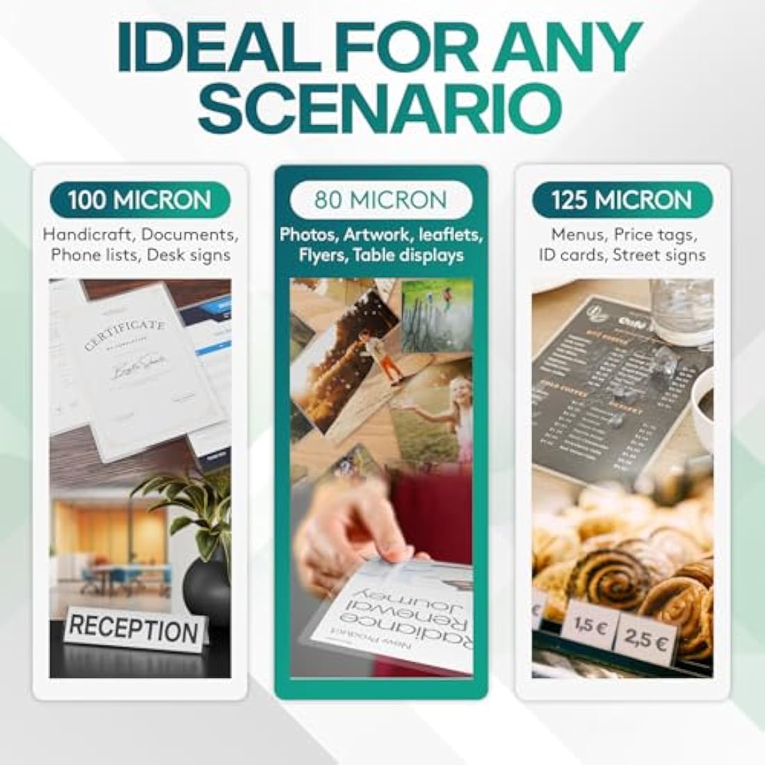 ACROPAQ Laminating Pouches A3-50 Pack, 160 Micron (2 x 80 Micron), Glossy Finish, Premium Quality, Rounded Corners, Ideal for Photos and Notes - 18002