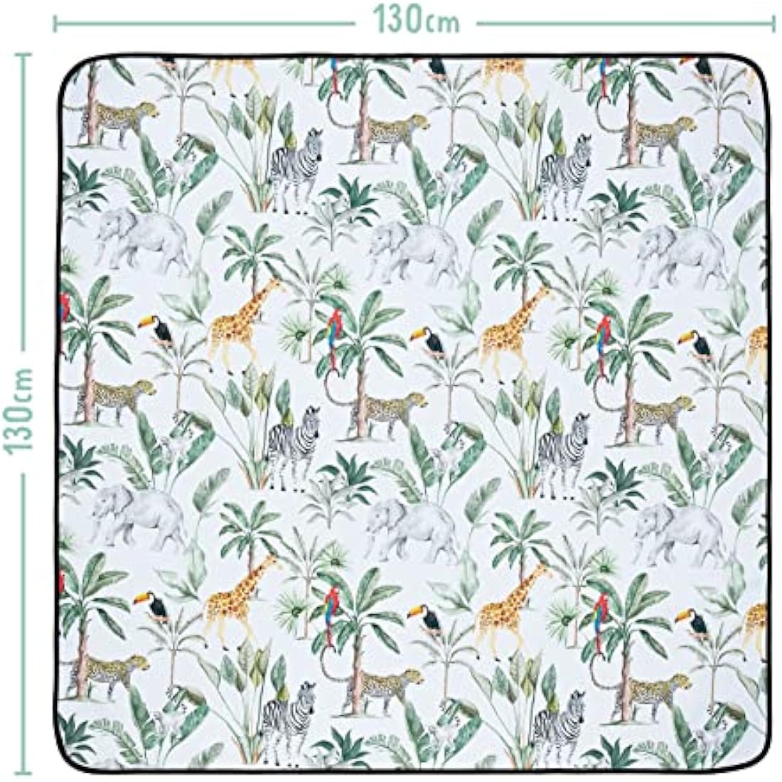Grow Wild Non Slip Baby Splash Mat for Under High Chair | Waterproof, Washable Messy Floor Protector, Play Mat for Toddlers, Kids Craft (Tropical Jungle)