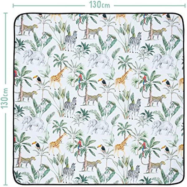 Grow Wild Non Slip Baby Splash Mat for Under High Chair | Waterproof, Washable Messy Floor Protector, Play Mat for Toddlers, Kids Craft (Tropical Jungle)