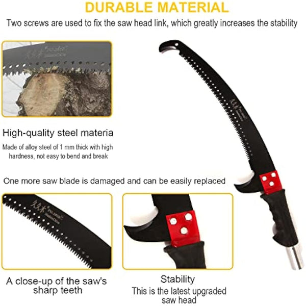 30 Feet Pruning Saw,Tree Pole Pruner with Adjustable Length, Durable Tree Trimmers, Manual Branches Trimmer for Garden Tools Loppers Hand Pole Saws Extendable Height and Storage Pocket