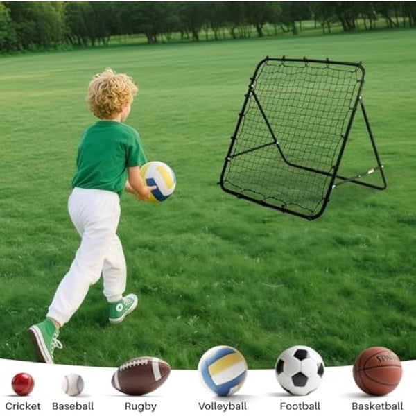 Adjustable Football Rebounder Net - Soccer Training Equipment for Kids & Adults, Portable Kickback Target Goal for Shooting & Passing Practice, Durable Steel Frame, Folding Design for Garden/Backyard