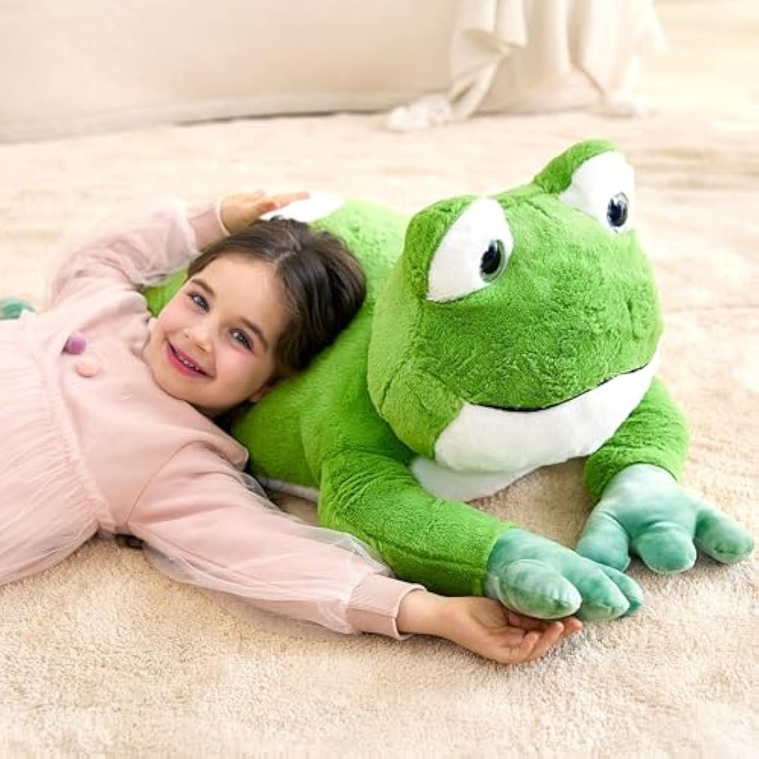 IKASA Giant Frog Stuffed Animal Plush Toys,78cm Soft Toy Large Cute Huge Big Size Jumbo Kawaii Fluffy Plushy Froggy Fat Plushie,Gifts for Kids