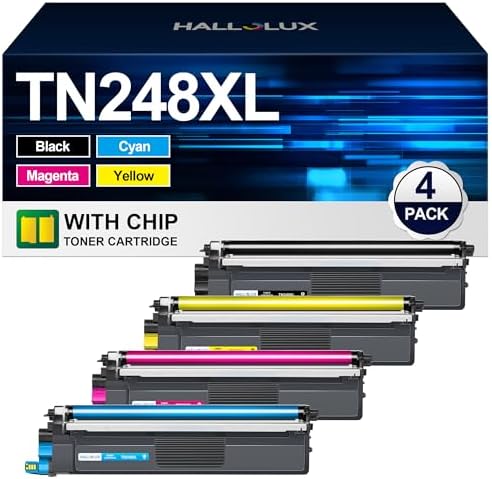 HALLOLUX TN248 TN248XL Toner Cartridges Replacement for Brother TN248 Toner Compatible for DCP-L3520CDW L3520CDWE L3560CDW HL-L8230CDW L3220CW MFC-L3740CDW L8390CDW (Black Cyan Magenta Yellow 4 Pack)