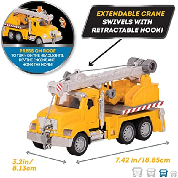 Driven by Battat Driven Micro Toy Crane and Rope — Includes Working LED Lights and Sounds – Cars and Trucks for Kids Age 3+, Nylon/A