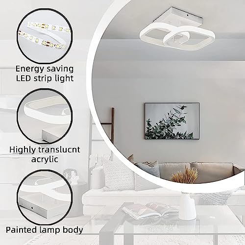 EIDISUNY LED Ceiling Light 22W Modern Square Design LED Ceiling Lamp Cool White/Natural White/Warm White/Metal Ceiling Lighting Fixture for Living Rooms Bedrooms Hallway Office 85V-265V (White)