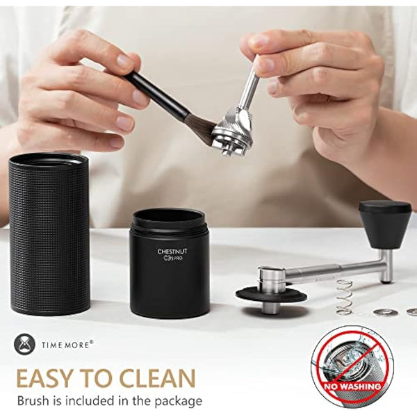 TIMEMORE Chestnut C3S PRO, Coffee Grinder Manual, Upgrade Integrated All-Metal Body, Hand Coffee Grinder with Folding Handle, for Espresso to French Press, Black