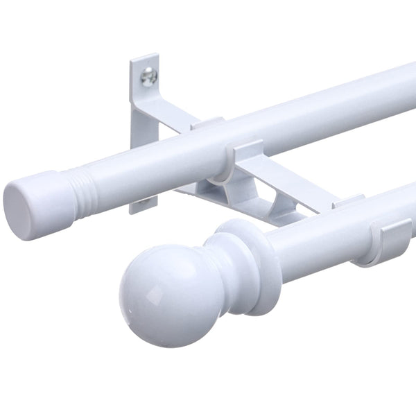 INFLATION Double Curtain Poles for Windows 76-233 cm, 2.5 cm Heavy Duty Double Window Poles - Adjustable Decorative White Curtain Rod for Sliding