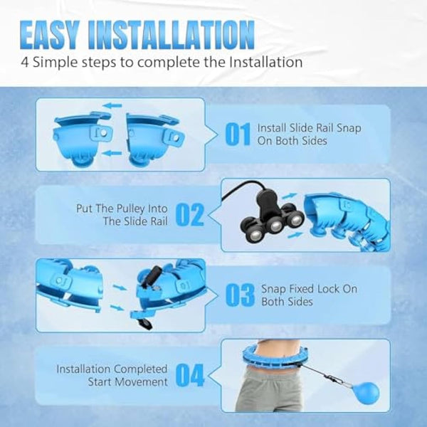 K-MART Smart Hula Ring Hoops, Weighted Hula Circle 24 Detachable Fitness Ring with 360 Degree Auto-Spinning Ball Gymnastics, Massage, Adult Fitness for Weight Loss