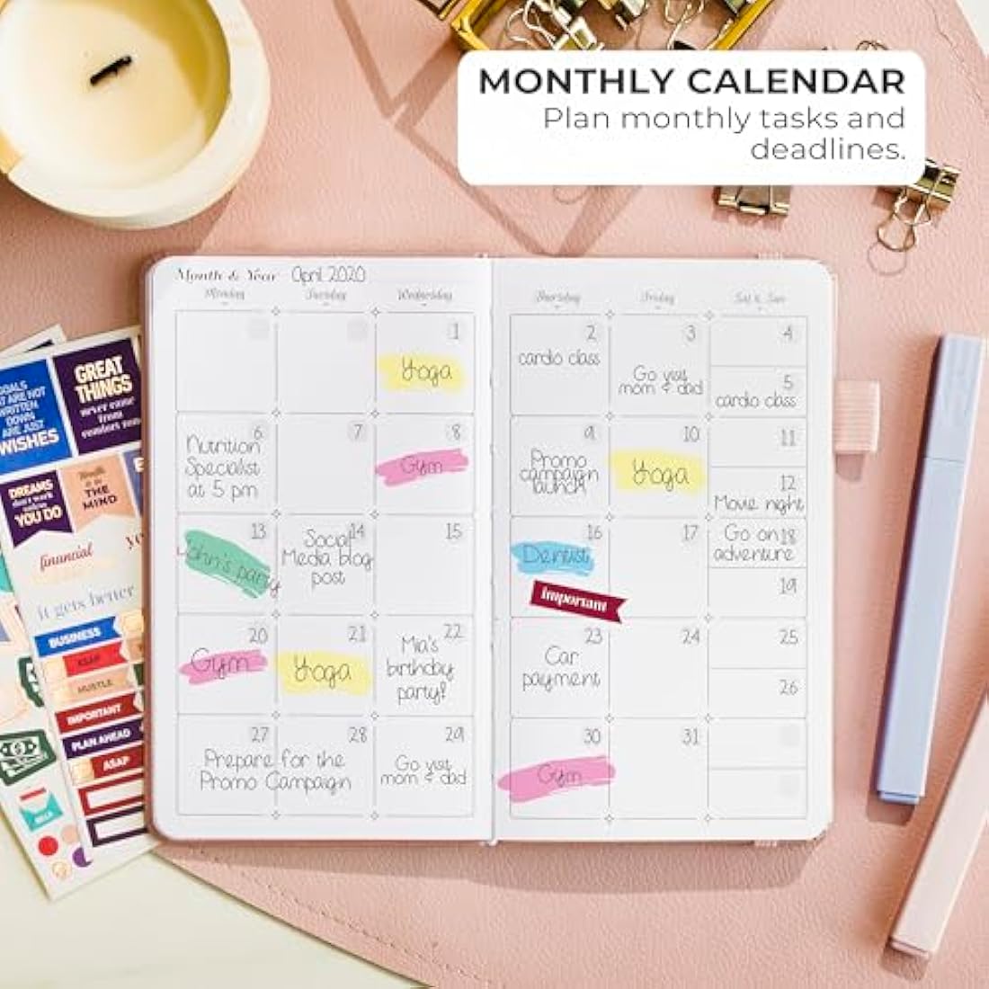 GoGirl Planner and Organizer for Women – Pocket Weekly Planner, Goals Journal & Agenda for Time Management & Productivity. Undated (Rose Gold)