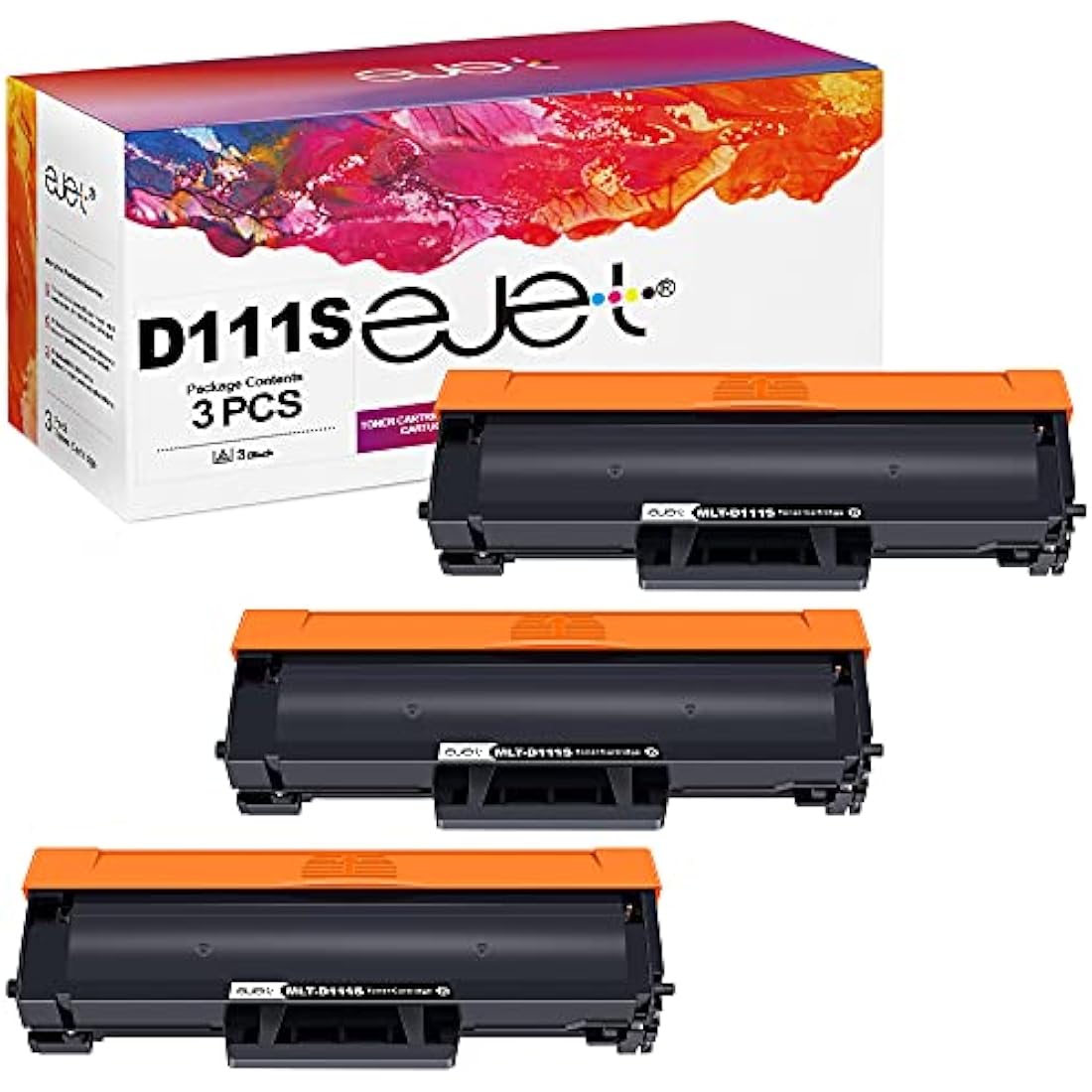 ejet Compatible Toner Cartridge Replacement for Samsung MLT-D111S D111L for Xpress M2026W M2026 M2070W M2070 SL-M2026 SL-M2070 SL-M2026W SL-M2070W M2070FW M2020 M2022 M2020W M2022W (Black, 3-Pack)