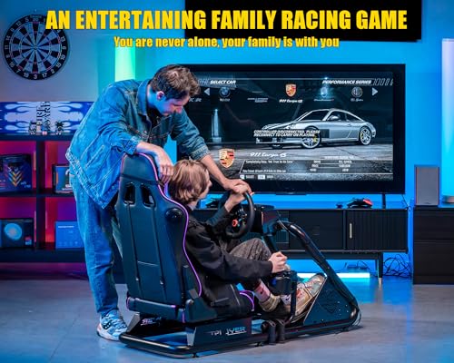 GTPLAYER Racing Simulator Cockpit with Seat, Sim Racing Cockpit Multi-function Adjustable Gaming Wheel Stand for G25 G27 G29 G920 G923 T300 PS5 PS4 Xbox, Without Wheel, Shifter & Pedals