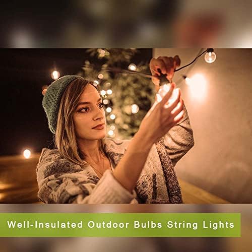 Kawaya Festoon Lights Outdoor Mains Powered LED Garden String Lights Waterproof 15M, 50FT Outside Fairy Lights with 25+2 Shatterproof Bulbs Warm White for Backyard Patio Gazebo