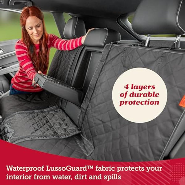 LUSSO GEAR Dog Car Seat Cover for Back Seat | Protects Back Seat From Scratches, Scuffs, Shedding, Mud, & More | 100% Waterproof | Non-Slip Cover Stays Securely in Place | Fits All Cars, Trucks & SUVs