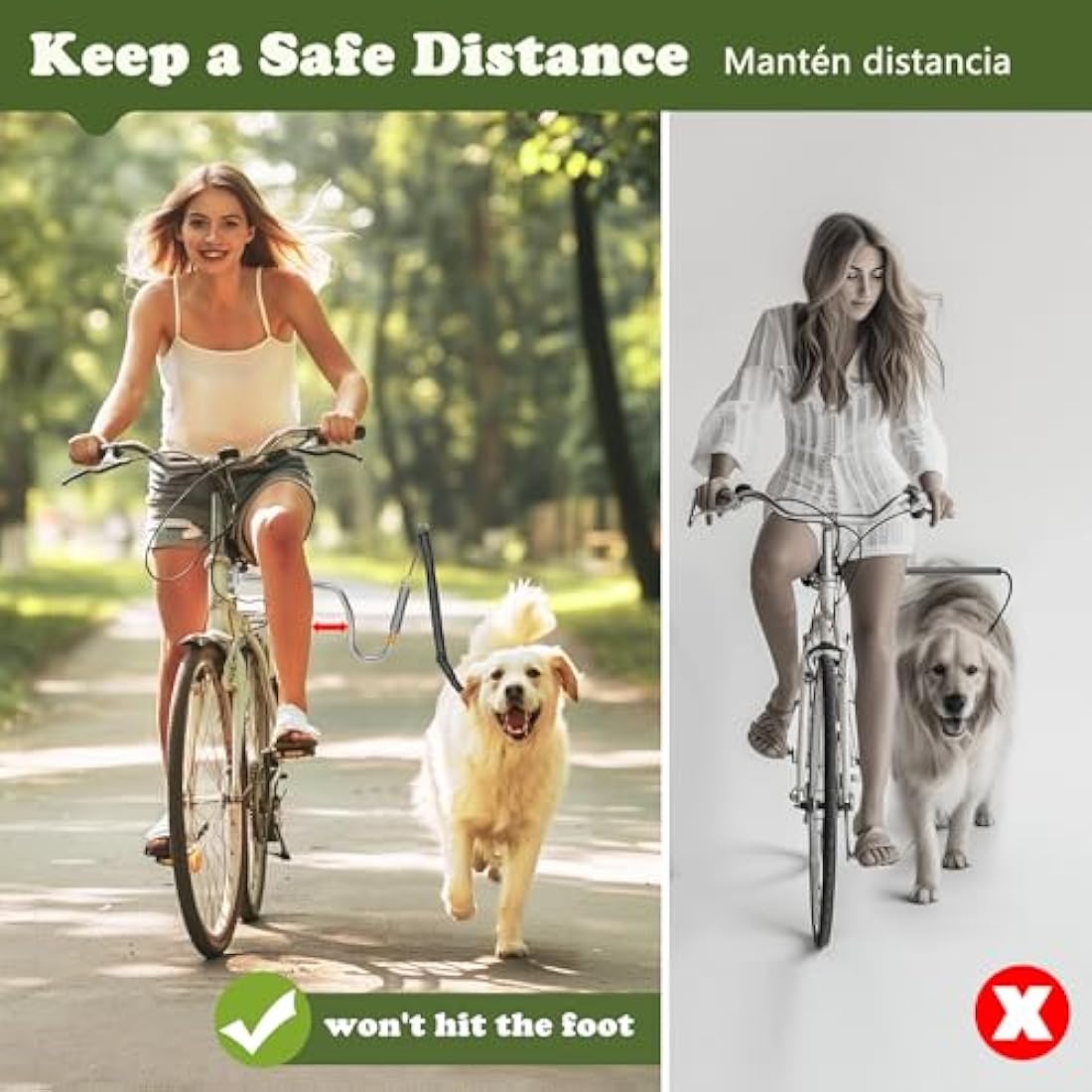 iPetba Heavy Duty Bike Dog Lead Attachment Hands Free Bicycle Dog Leash for Riding Exercising Cycling