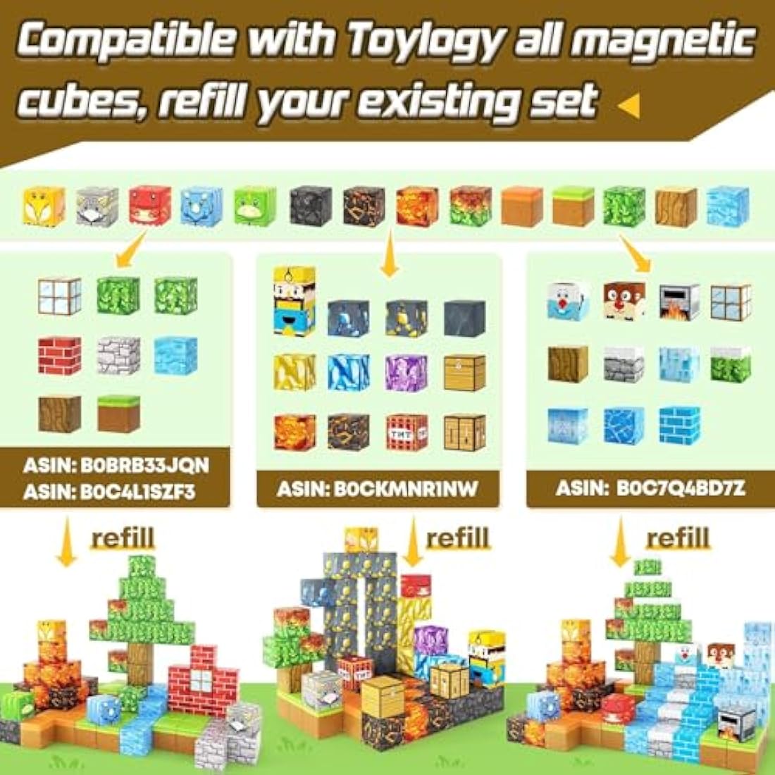 Dinosaur Toys Magnetic Blocks-Build Mine Magnet World Volcano Edition Kids Toy for 3+ Year Old Boys and Girls, Magnetic Tiles Toddler Toys Games Building Jurassic Construction Sensory Toy Gifts