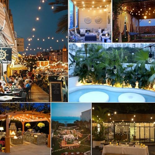 ZOTOYI S14 Outdoor String Lights Mains Powered 100FT, Garden String Lights with 30+2 Plastic LED Bulbs, Waterproof IP65 Heavy Duty Festoon Lights for Backyard Patio Cafe Balcony Party Wedding
