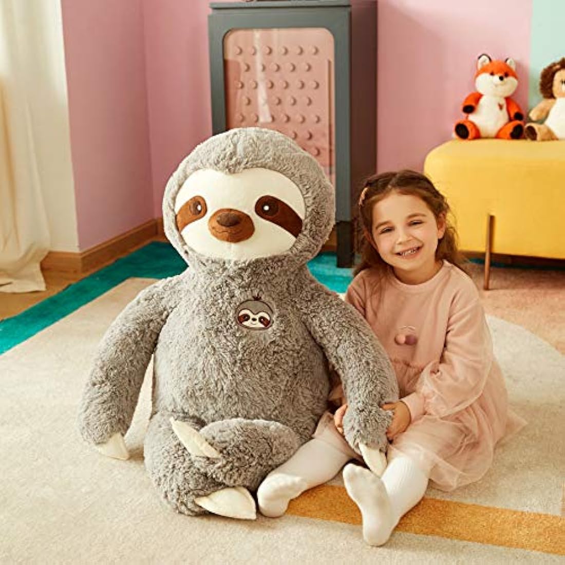 IKASA Large Sloth Stuffed Animal Soft Bradypode Toys for Children (Grey, 78cm)