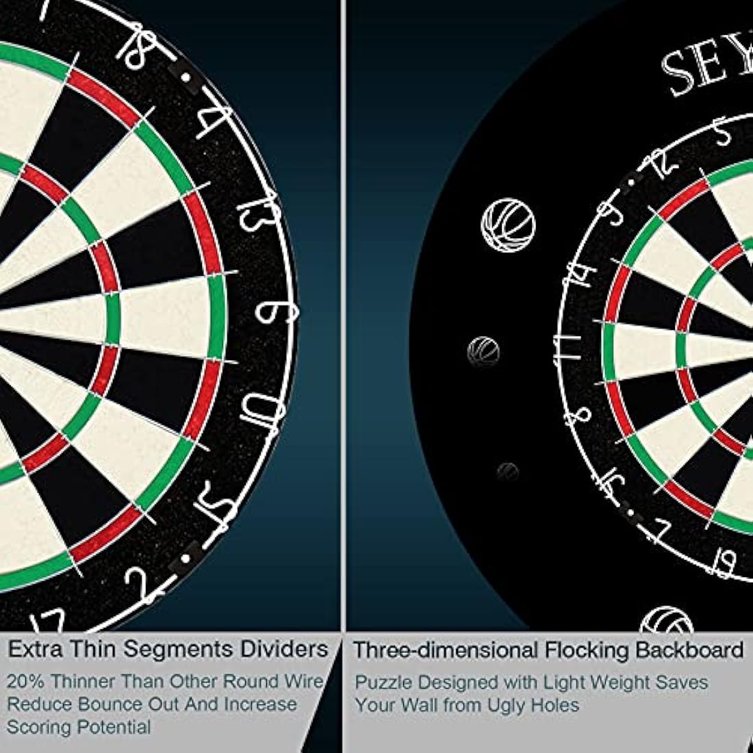 Dart Board Steel Dart Board Dartboard set with 6 pcs 20g Steel Tip Darts 12 Flights Rotating Number Ring + Staple-Free Bullseye Throwing Line Install Instruction