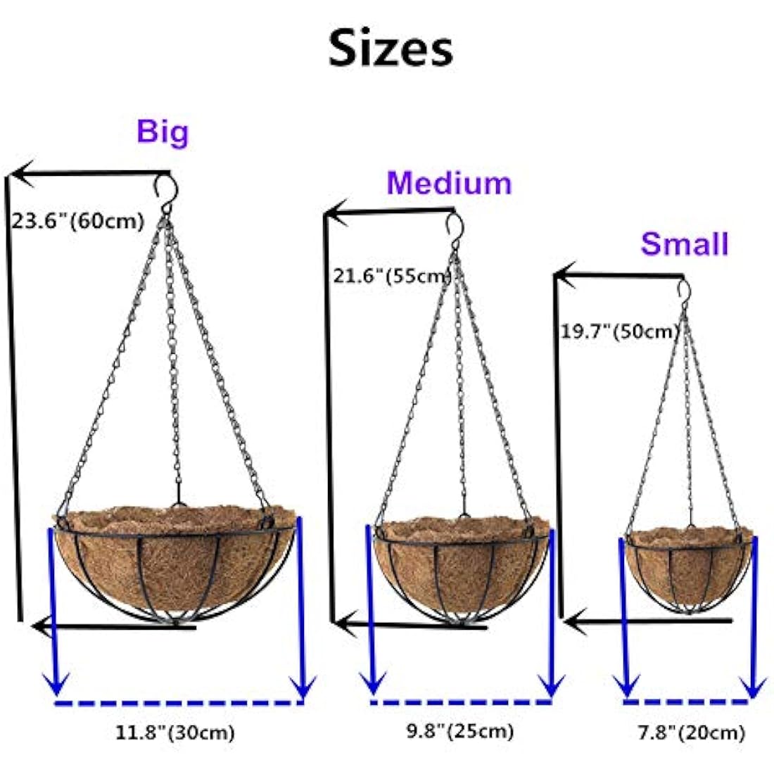 Home and Outdoors Silk Chain Hanging Basket Flowerpot Flowers DIY Artificial Daisy Red Flowers and Pink Flowers Purple (Big Basket)