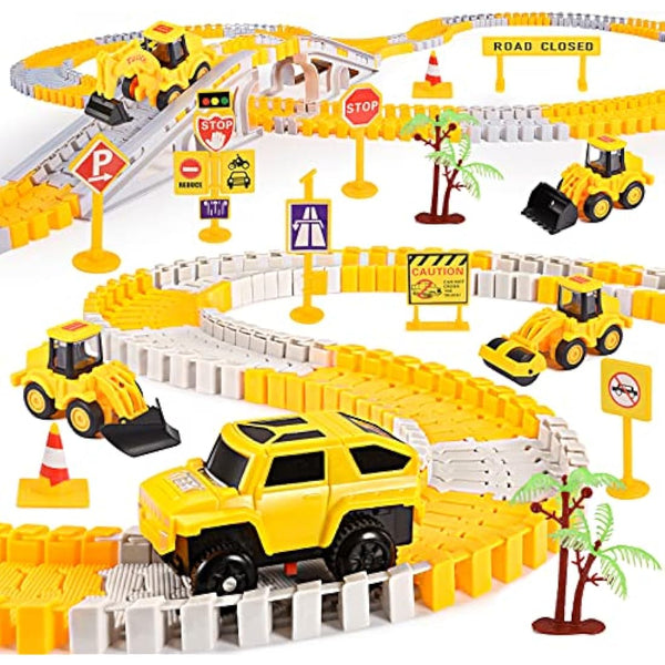 EUTOYZ Toy Cars for 2-10 Year Old Boys,Kids Play Vehicles Construction Toys Boys Digger Car Games Age 2 3 4 5 6 7 8 Easter Gifts Tractor Toys, Yellow-silver, Large Set