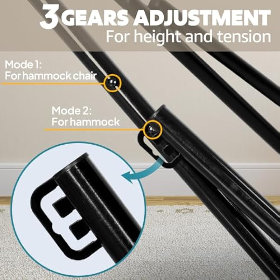 Anyoo Hammock & Hanging Chair with Foldable Stand, Dual Use Portable Hammock Stand Set for Indoor, Outdoor Hammocks