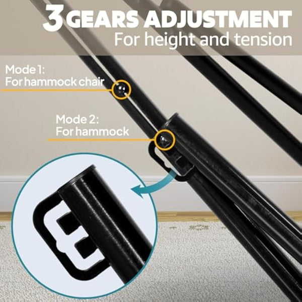 Anyoo Hammock & Hanging Chair with Foldable Stand, Dual Use Portable Hammock Stand Set for Indoor, Outdoor Hammocks