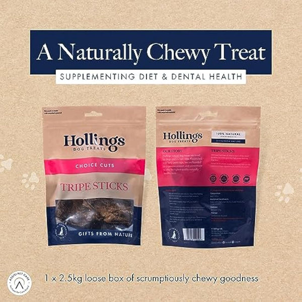 Hollings Tripe Sticks Dog Treats, 100% Natural Air Dried Chews for Adult Dogs, Grain Free & High in Protein (2.5kg)