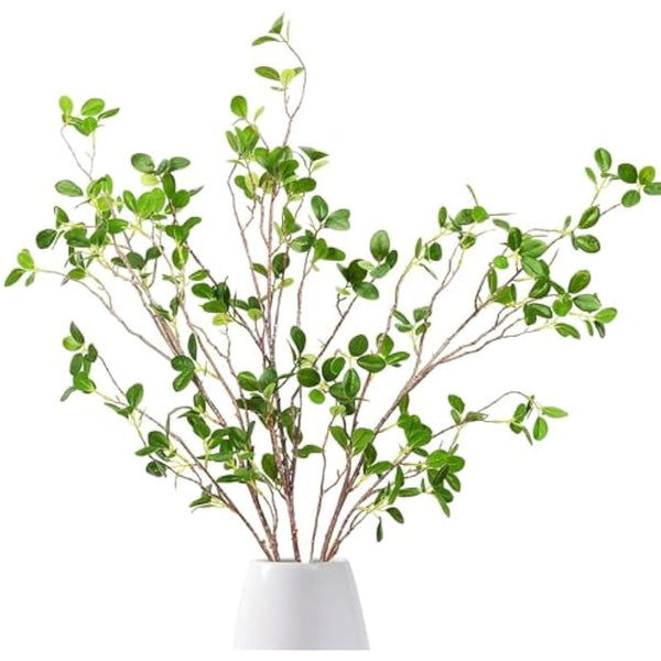 Dremisland 3Pcs Artificial Ficus Branches Faux Leaf Spray 43.3inch Artificial Greenery Stems Green Eucalyptus Branches Fake Ficus Twig Plants Bushes Shrubs for Vase Filler Home Wedding Office Decor