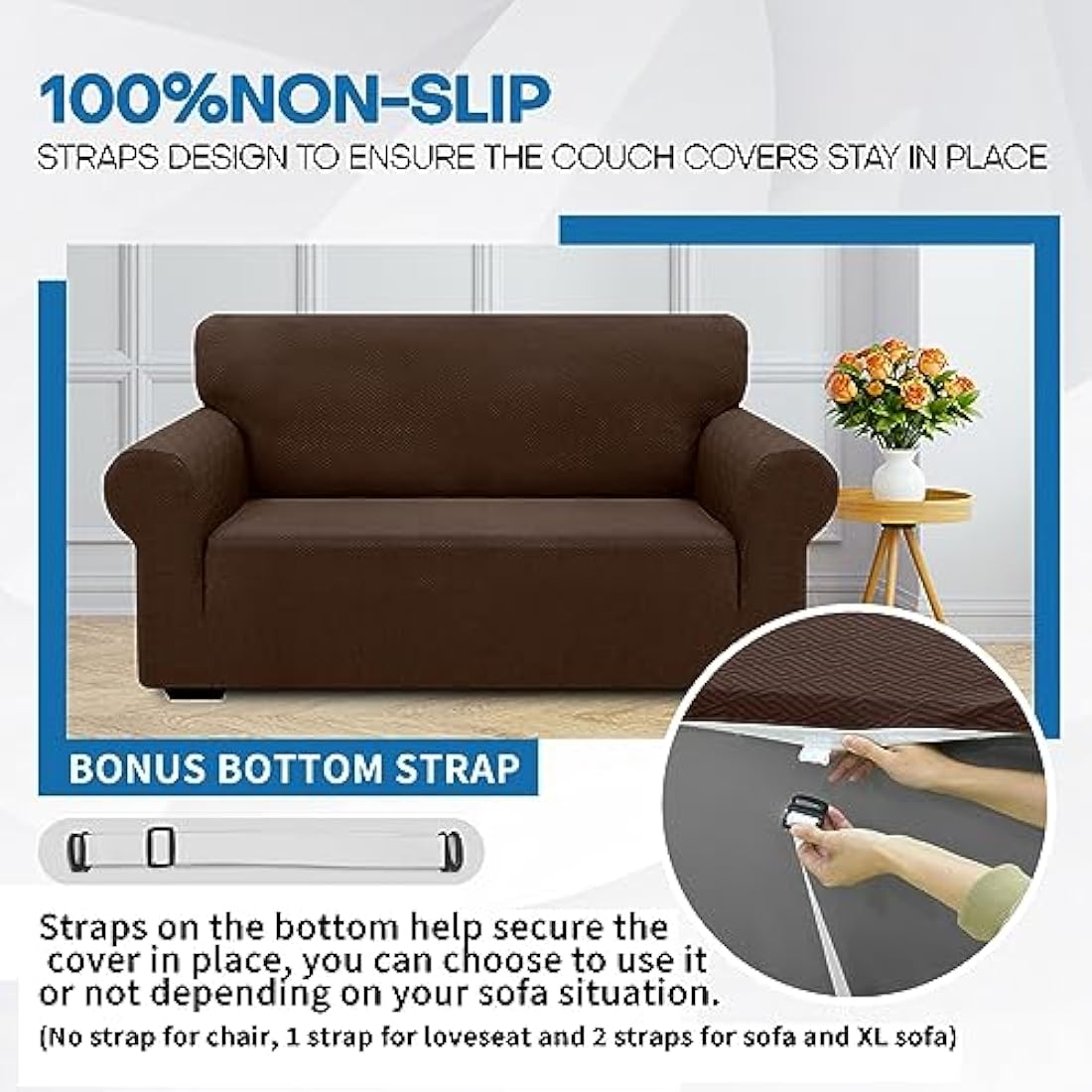 XINEAGE High Stretch Sofa Covers 3 Seater Latest Jacquard 1 Piece Sofa Slipcovers Living Room Universal Couch Covers for Dogs Pet Non Slip Sofa Furniture Protector Washable (3 Seater, Coffee)