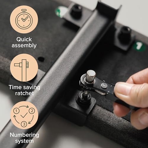 Zinus Sasha Super King Bed frame - Bed 180x200 cm - 25 cm Height - Upholstered Platform Bed frame with Wingback Headboard - Medium Grey