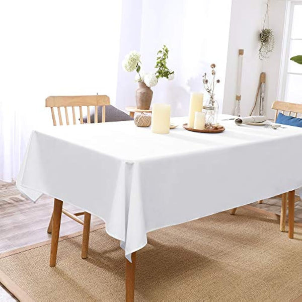 Deconovo Oxford Decorative Wipeable Tablecloth Rectangle Waterproof Tablecloth for Party Table 130x160cm(51x63in) White