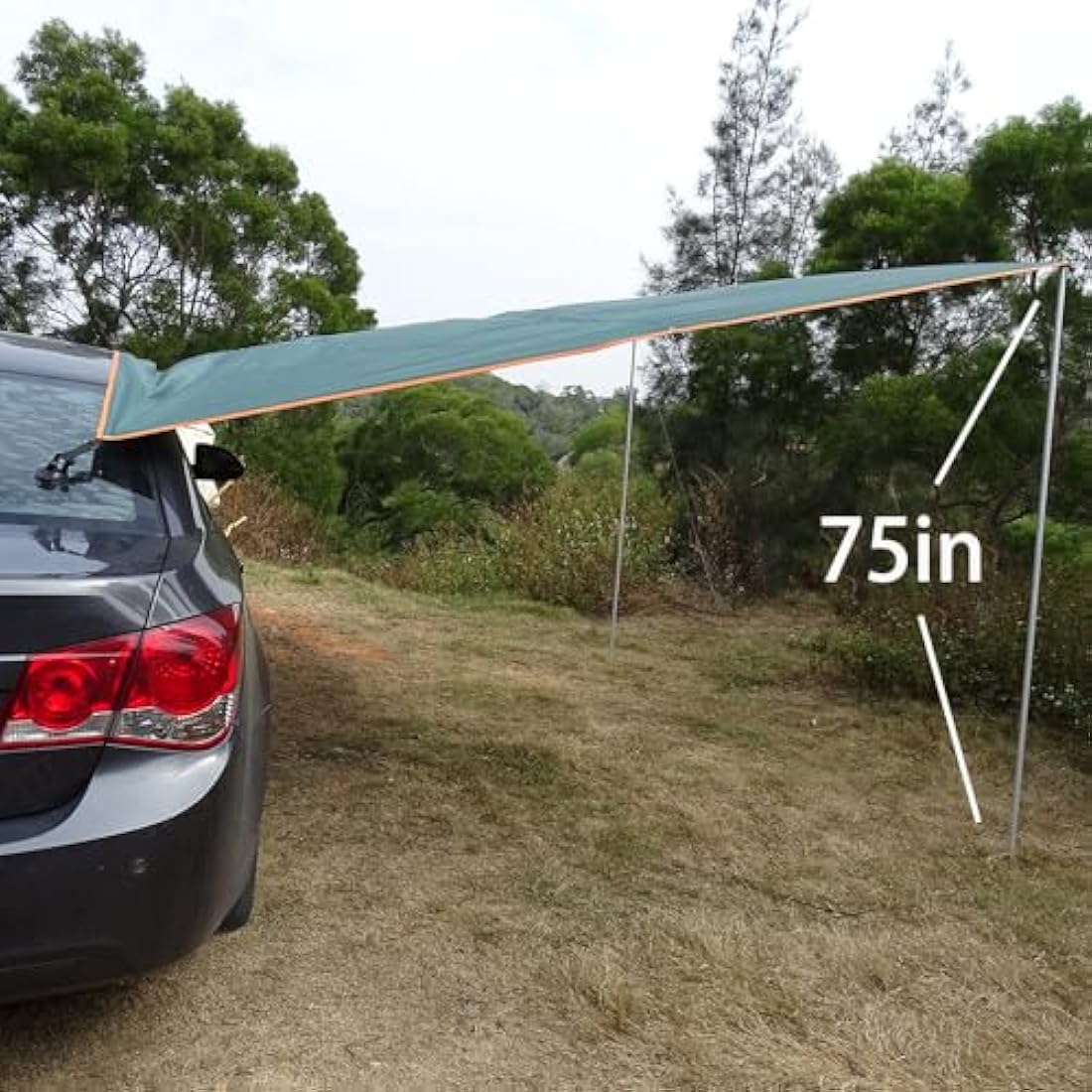 3x5m Car Awning with Pole Outdoor Camping Tent Tarp Waterproof Canopy Shade Sun Shelter
