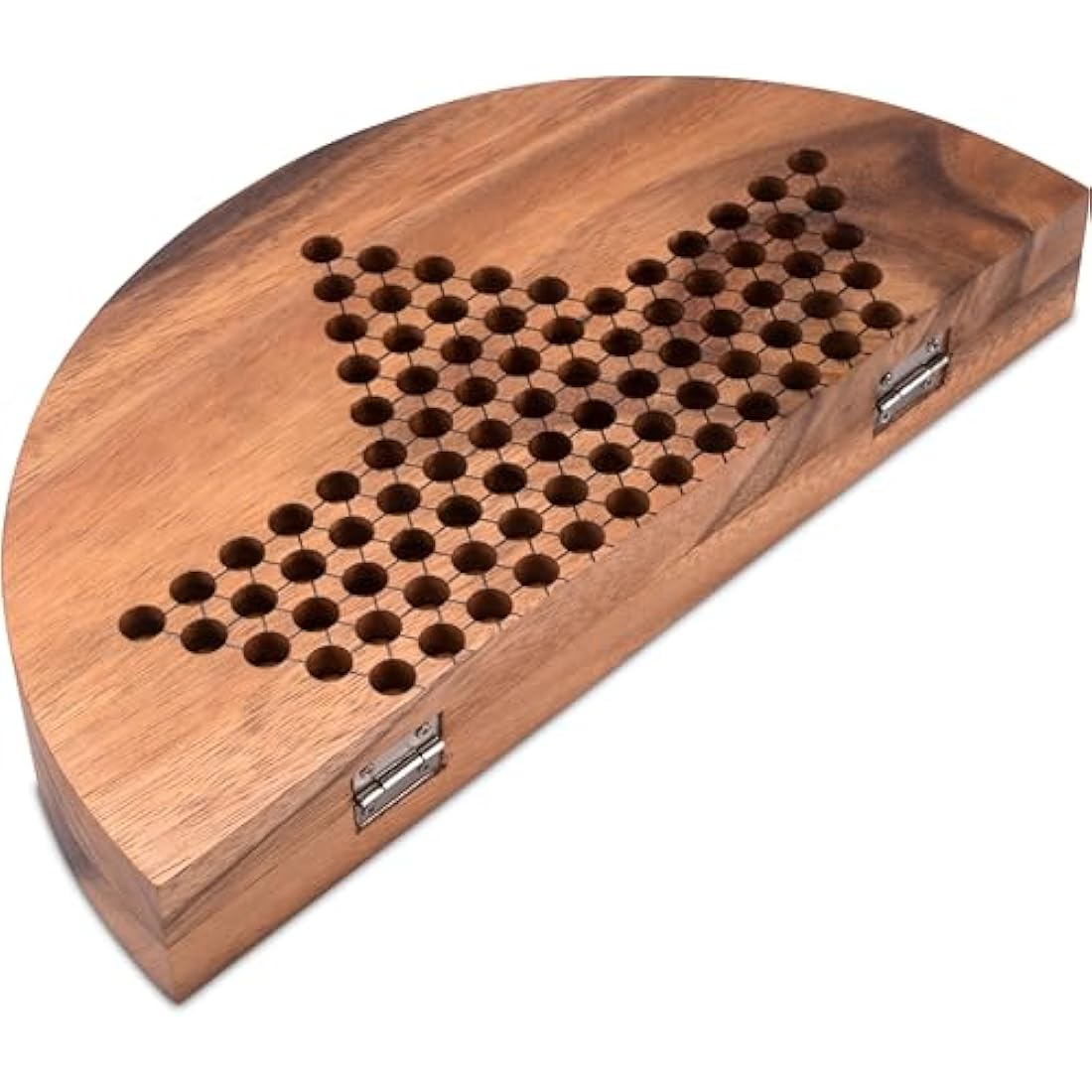 Halma Gr. XL - Stern Halma - Chinese Checkers - Strategiespiel - Gesellschaftsspiel aus Holz mit rundem, klappbarem Spielbrett