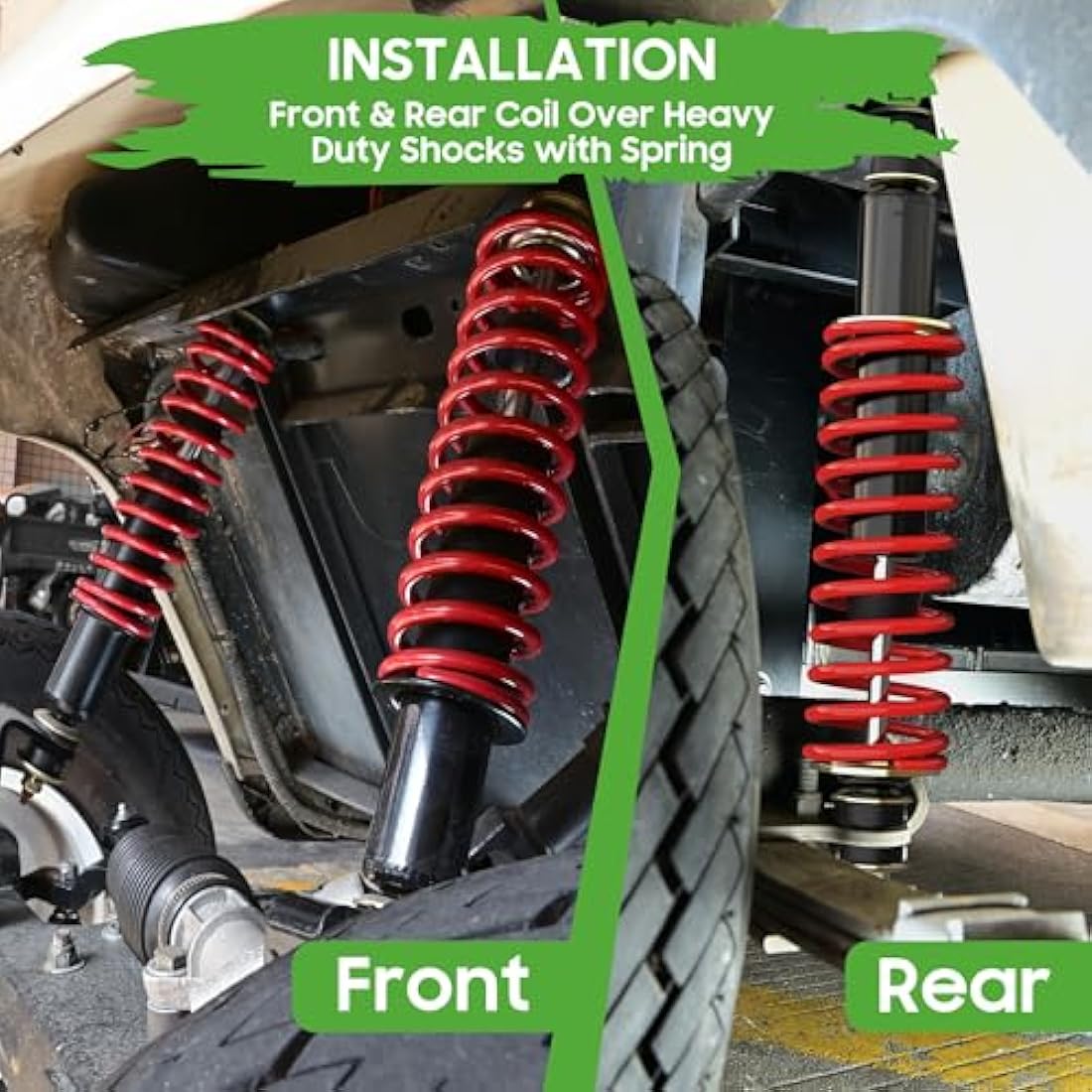 10L0L Golf Cart Front Rear Shock Absorber Set Coil Over Heavy Duty Shock Absorber Bolt Fits EZGO Medalist/TXT 1994+ Newer Gas or Electric, Replaces Part 70928-G01 76418-G01 (2 Pack)