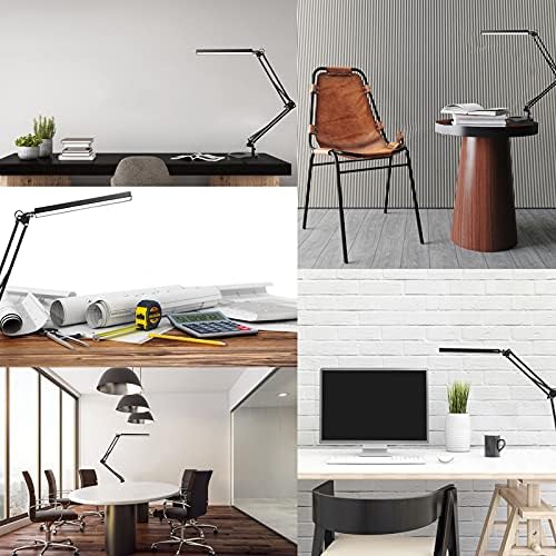 SKYLEO LED Desk Lamp with Clip and Base - Eye Protection Desk Lamps for Study - Swing Arm USB Desk Lamp Office - 3 Light Modes x 10 Brightness Levels - 12W - Black