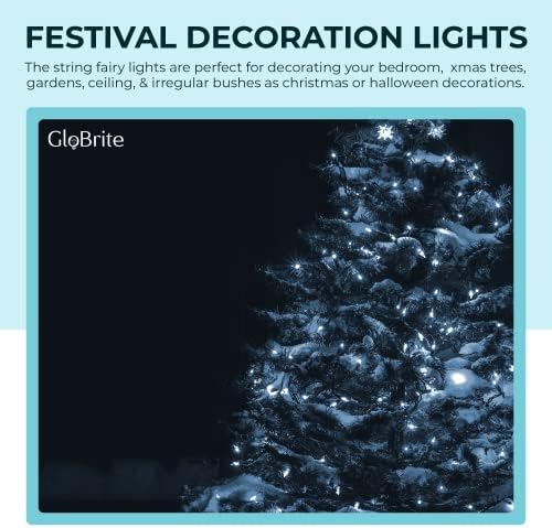 GloBrite 1000 LED Fairy Lights - Versatile with 8 Modes, Outdoor and Christmas Tree Lights - Waterproof, Cool White