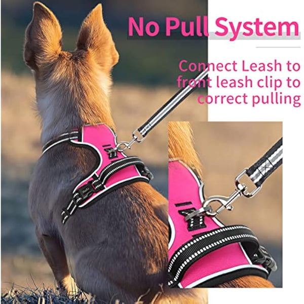 HEELE Dog Harness Dog Harness Small Dog No Pull Harness with Soft Handle Reflective Puppy Harness Adjustable, Rose, S