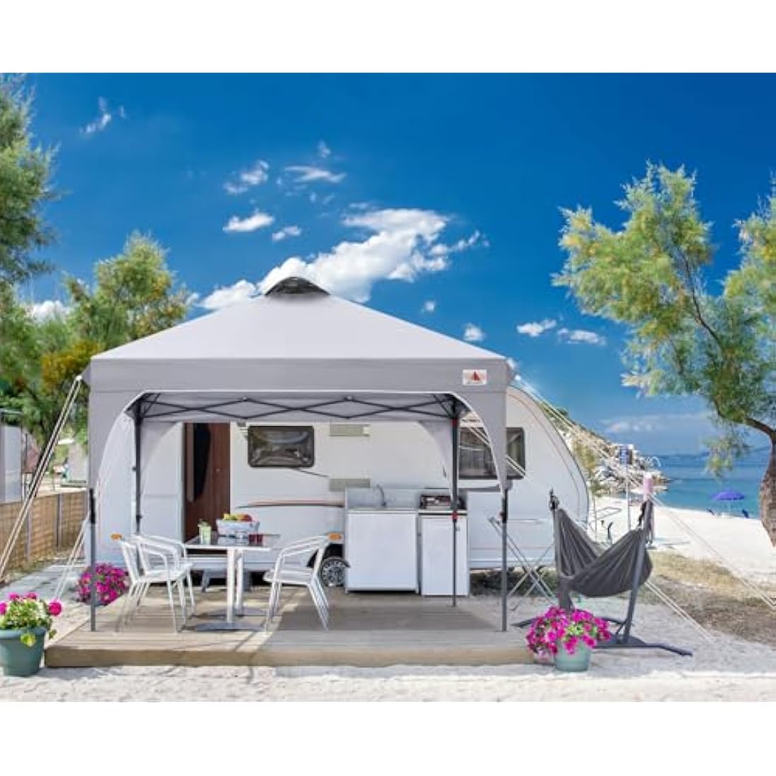 ABCCANOPY 3x3M Pop Up Gazebo Commercial Gazebo With Upgrade Roller Bag, 4 Weight Bags, Stakes and Ropes(Grey)