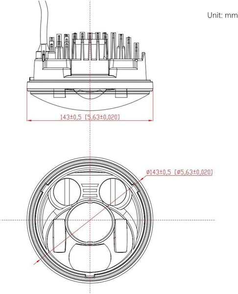 5-3/4" 5.75" Round LED Projection Daymaker Headlight for Harley Davidson Kickfaire Motorcycle Projector Lights 45W 9 LED Bulb Headlamp Aluminum Lamp